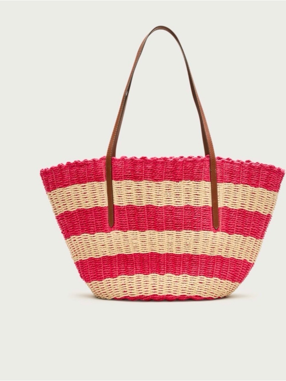 J Crew Como woven straw tote in stripe passion rouge - Picture 3 of 8